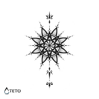 Blumenmandala – Semipermanente – Typ B - TETO Temporäre Tattoos