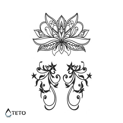 Mandala und Blumen - Set – Semipermanente - TETO Temporäre Tattoos