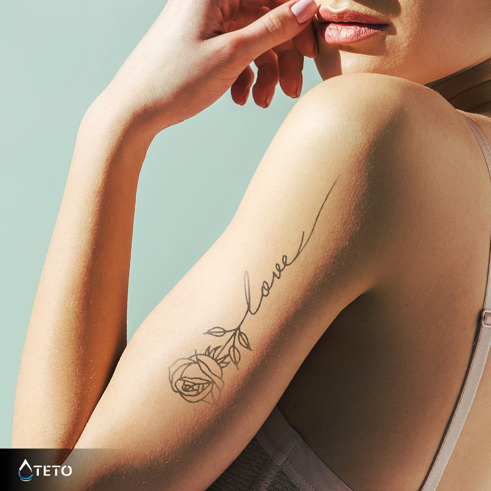 Liebe - Rose - Set – Semipermanente - TETO Temporäre Tattoos