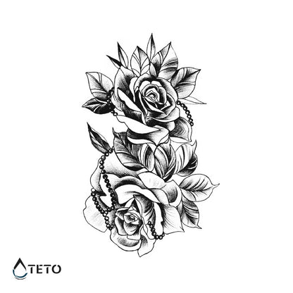 Rose mit Perlen – Semipermanente - TETO Temporäre Tattoos