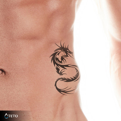 Minimalistischer Drache – Semipermanente - TETO Temporäre Tattoos