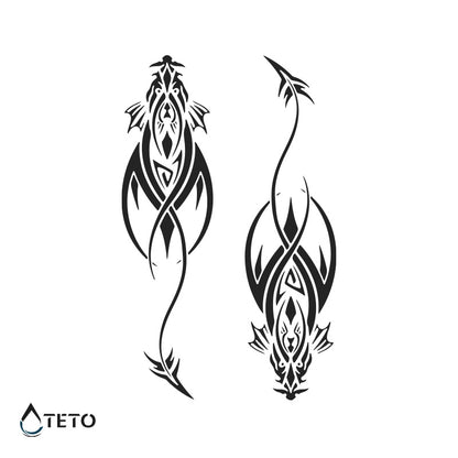 Abstrakter Fisch - Set – Semipermanente - TETO Temporäre Tattoos