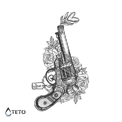 Waffe ist Liebe – Semipermanente - TETO Temporäre Tattoos