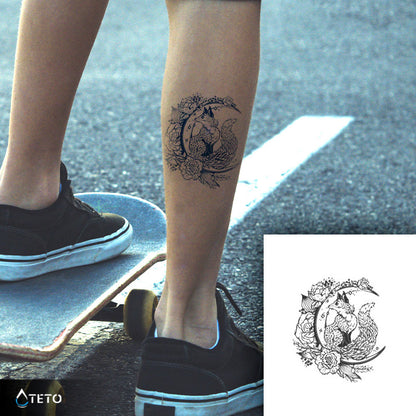Mond und Fuchs – Semipermanente - TETO Temporäre Tattoos