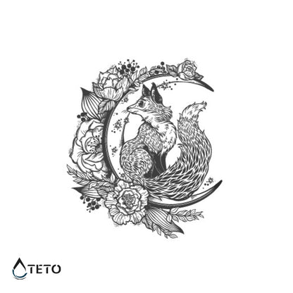 Mond und Fuchs – Semipermanente - TETO Temporäre Tattoos