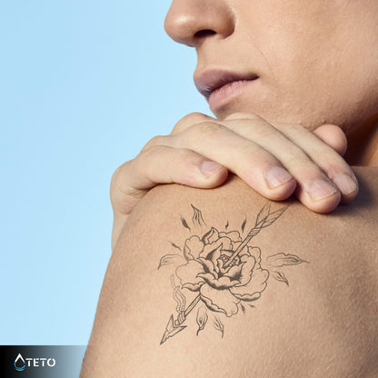 Blume mit Pfeil – Semipermanente - TETO Temporäre Tattoos