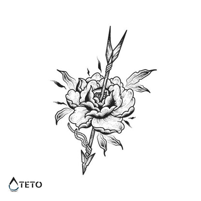 Blume mit Pfeil – Semipermanente - TETO Temporäre Tattoos