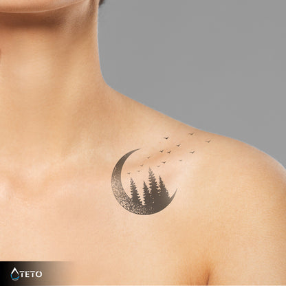Mond des Waldes – Semipermanente - TETO Temporäre Tattoos