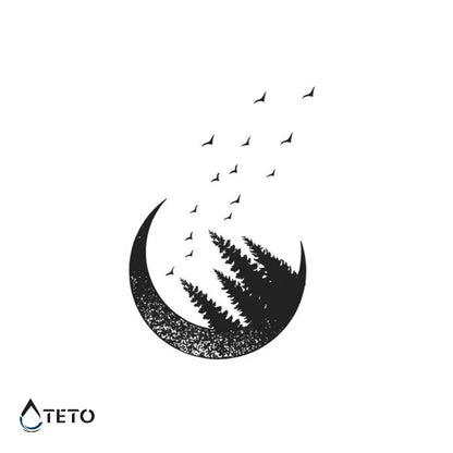 Mond des Waldes – Semipermanente - TETO Temporäre Tattoos