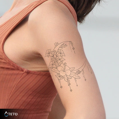 Tropischer Mond – Semipermanente - TETO Temporäre Tattoos