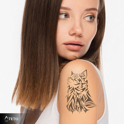 Minimalistische Katze – Semipermanente - TETO Temporäre Tattoos