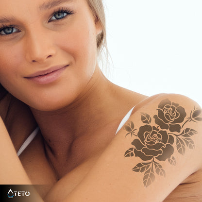 Schwarze Rosen – Semipermanente – Typ A - TETO Temporäre Tattoos