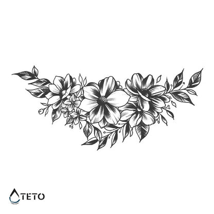 Graustufenblumen – Semipermanente - TETO Temporäre Tattoos