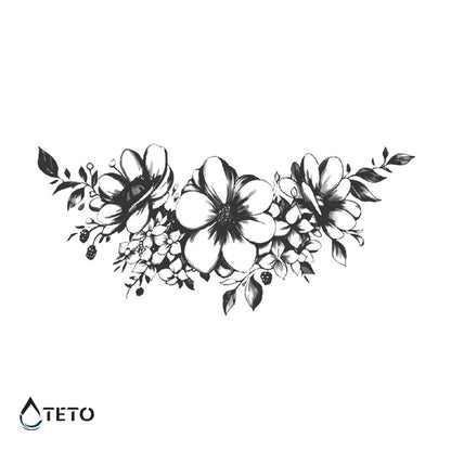 Wilder Blumenstrauß – Semipermanente - TETO Temporäre Tattoos