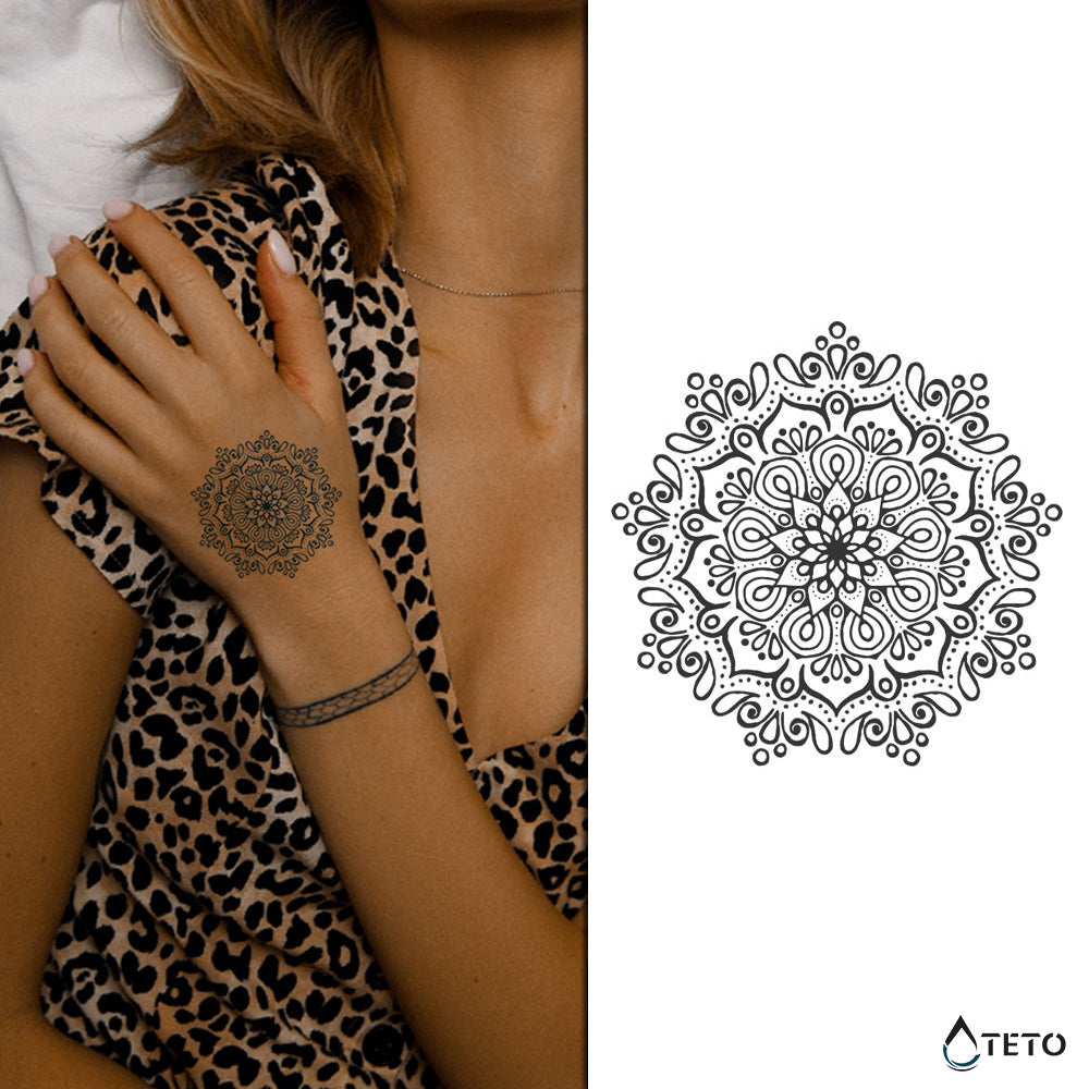 Mandala Typ J – Semipermanente - TETO Temporäre Tattoos