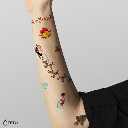 Weihnachtliche Motive - Frohe Weihnachten - Set – Typ A - TETO Temporäre Tattoos