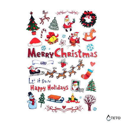Weihnachtliche Motive - Frohe Weihnachten - Set – Typ A - TETO Temporäre Tattoos