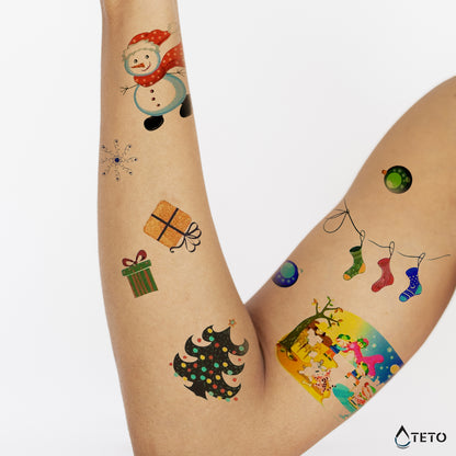 Weihnachtliche Motive - Frohe Weihnachten - Set – Typ B - TETO Temporäre Tattoos