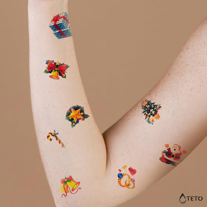 Weihnachtliche Motive - Frohe Weihnachten - Set – Typ F - TETO Temporäre Tattoos