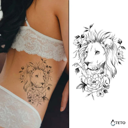 Romantischer Löwe - TETO Temporäre Tattoos