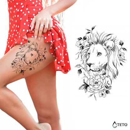 Romantischer Löwe - TETO Temporäre Tattoos