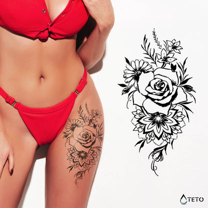 Blumen mit Mandala – Semipermanente - TETO Temporäre Tattoos