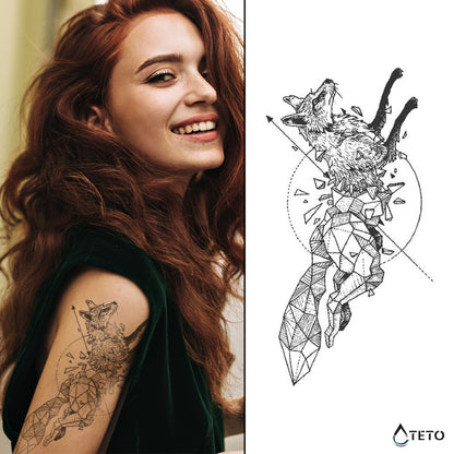 Geometrischer Fuchs – Semipermanente - TETO Temporäre Tattoos