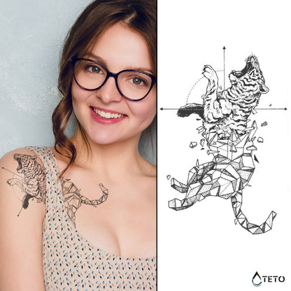 Geometrischer Tiger – Semipermanente - TETO Temporäre Tattoos