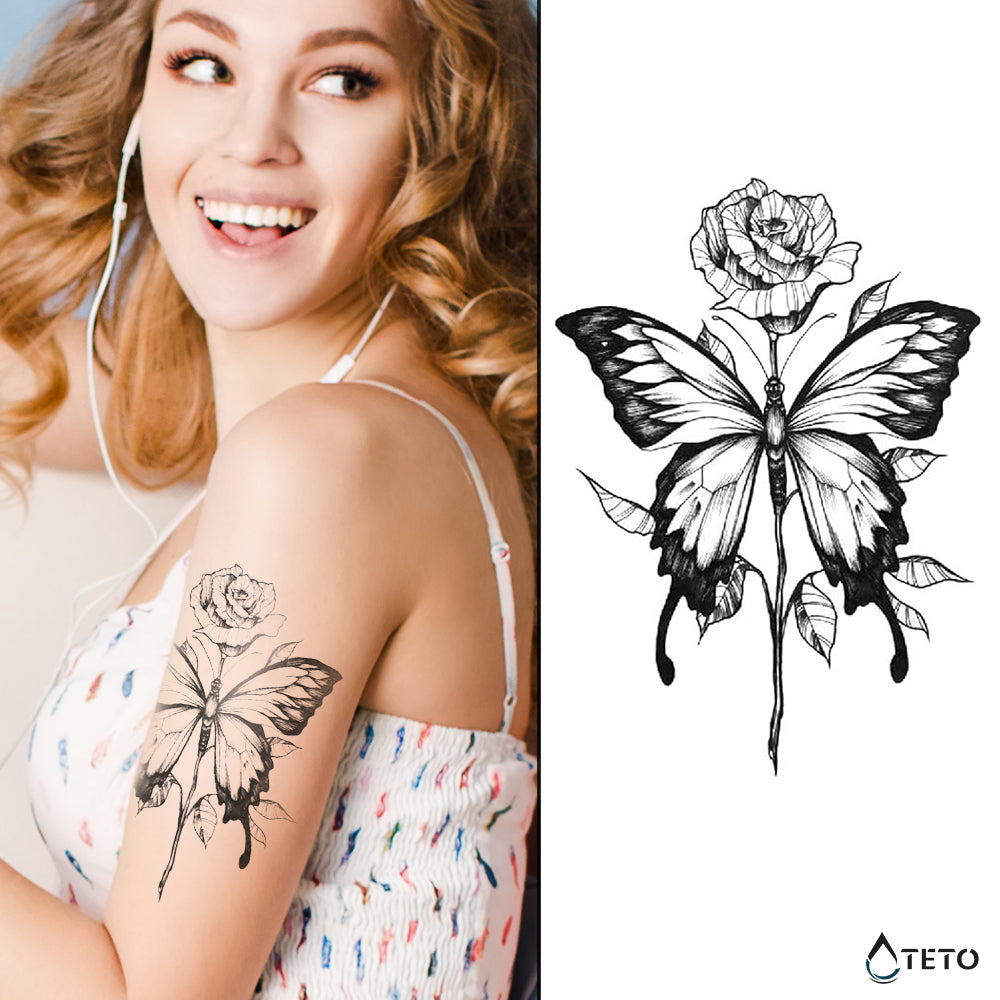 Schmetterling in Rosa - TETO Temporäre Tattoos