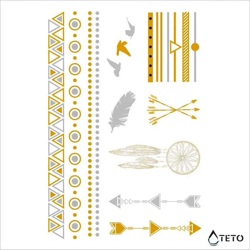 Armbänder und Motive - Set – Typ H - TETO Temporäre Tattoos