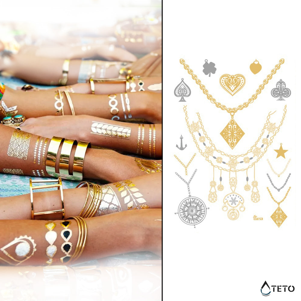 Armbänder und Motive - Set – Typ J - TETO Temporäre Tattoos
