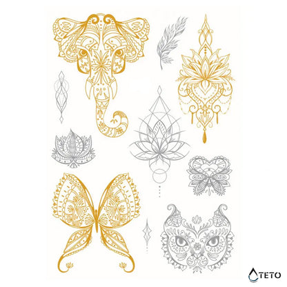 Metallische Blumen - Set - TETO Temporäre Tattoos