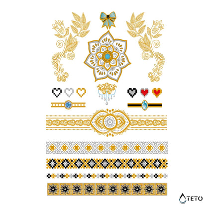 Armbänder und Motive - Set – Typ A - TETO Temporäre Tattoos