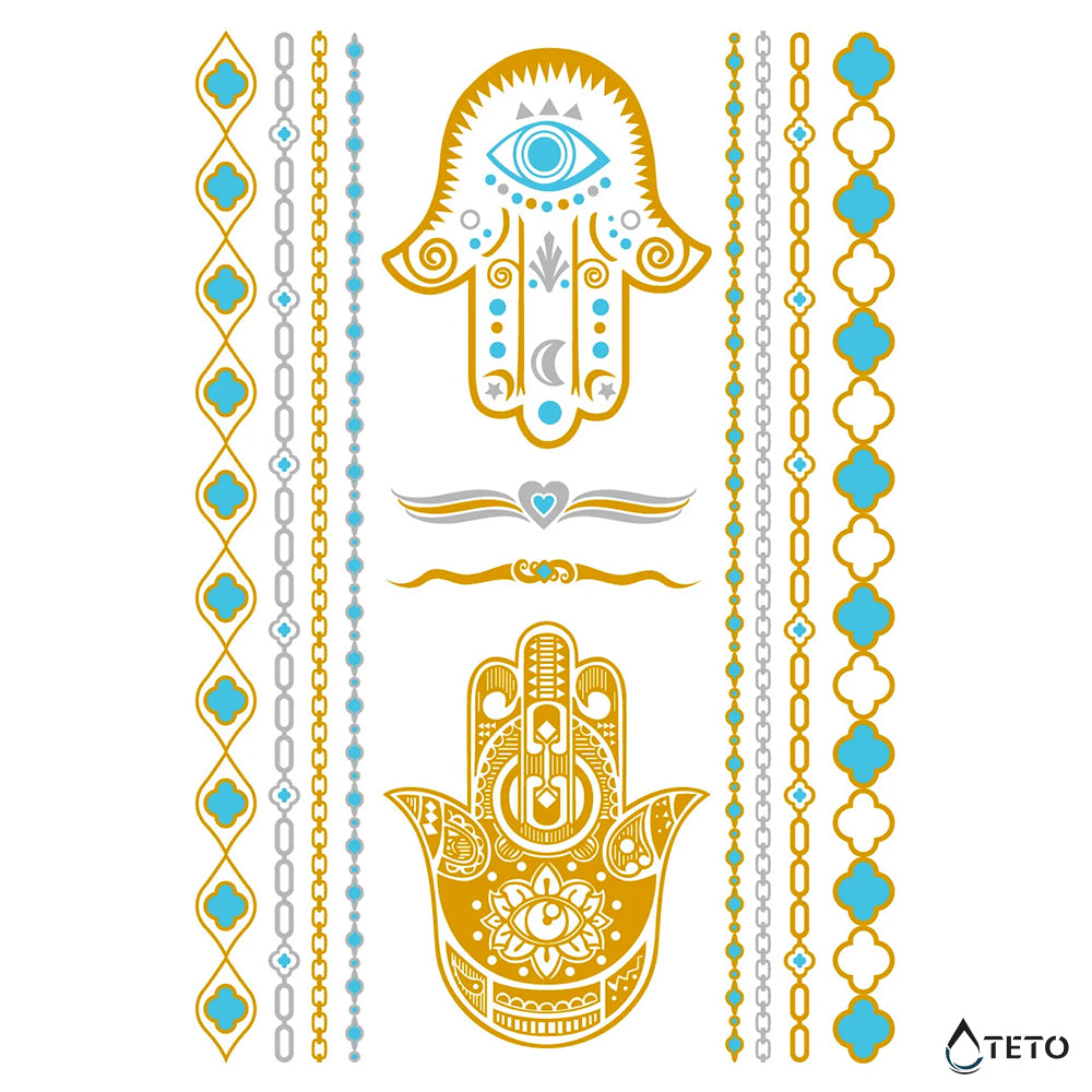 Armbänder und Motive - Set – Typ D - TETO Temporäre Tattoos