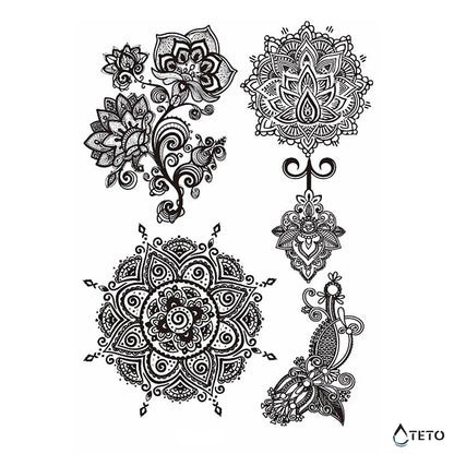 Miniatur-Mandalas und Blumen - Set - TETO Temporäre Tattoos