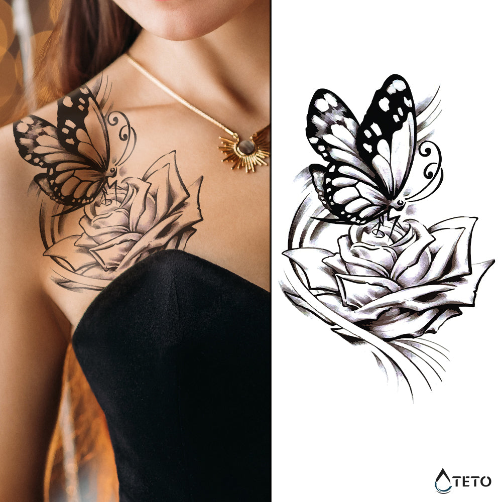 Schmetterling auf einer Rose – Semipermanente