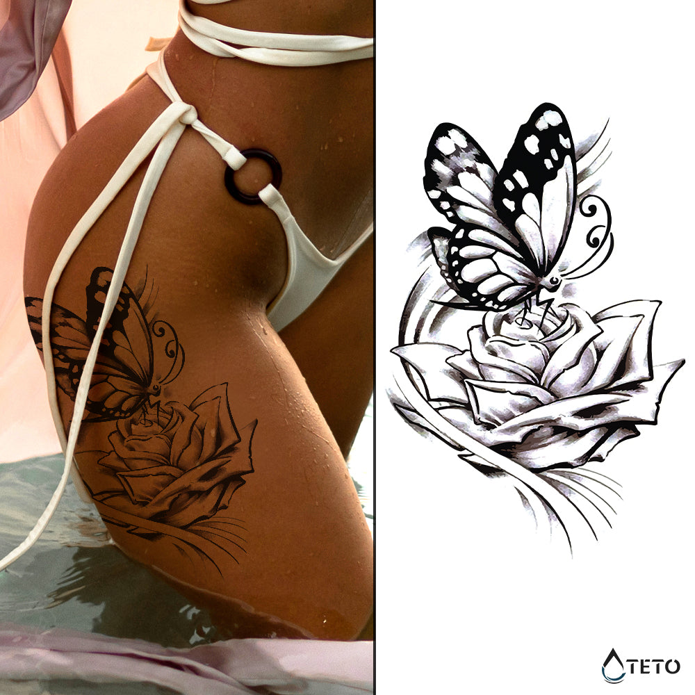 Schmetterling auf einer Rose – Semipermanente